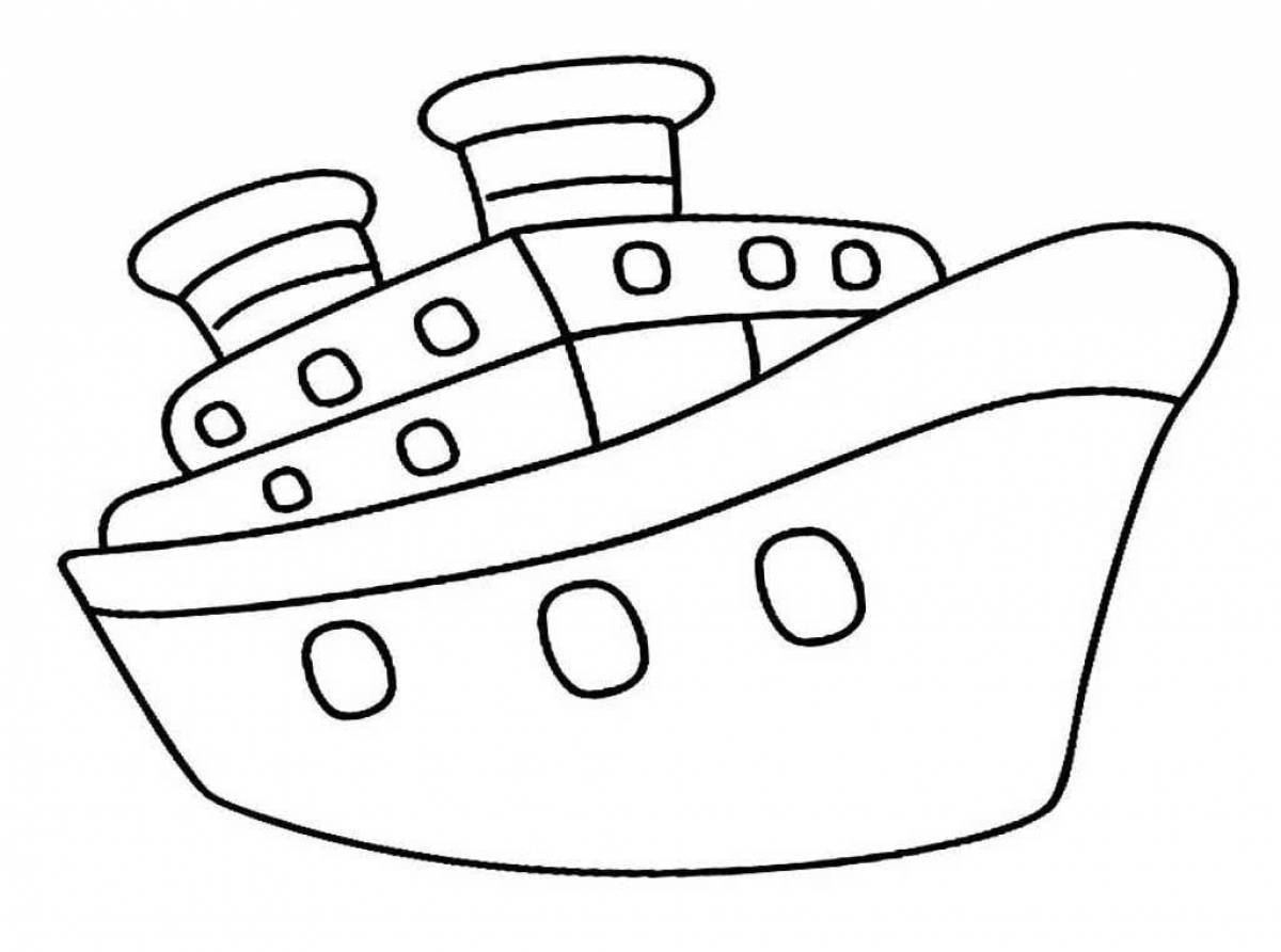 Cute boat coloring pages for kids