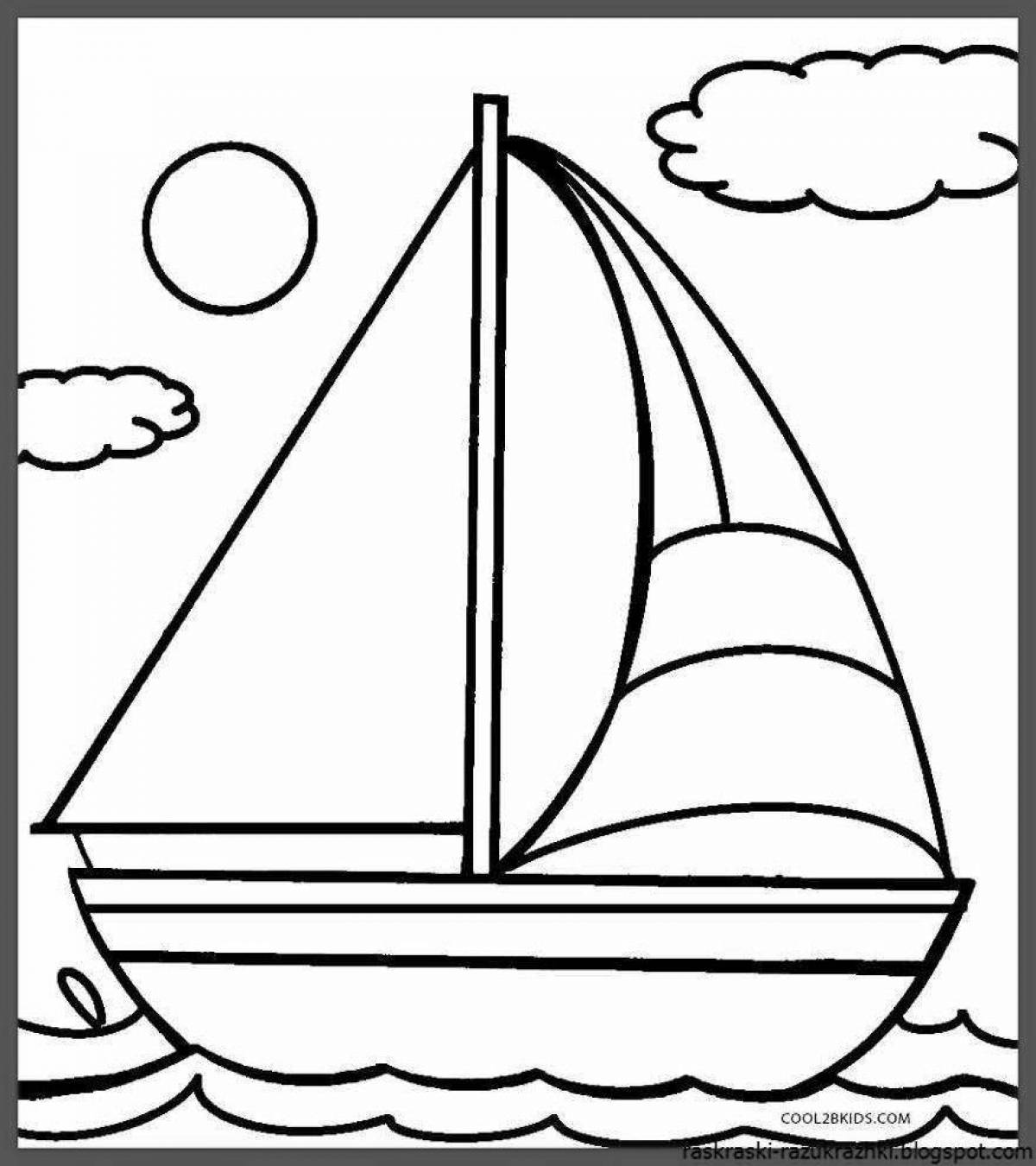 Sweet boat coloring page for kids