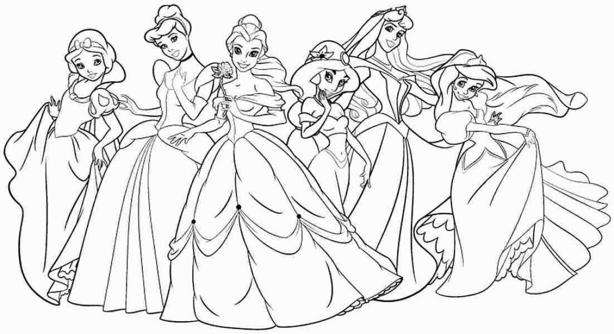 Adorable coloring book for girls with disney princesses