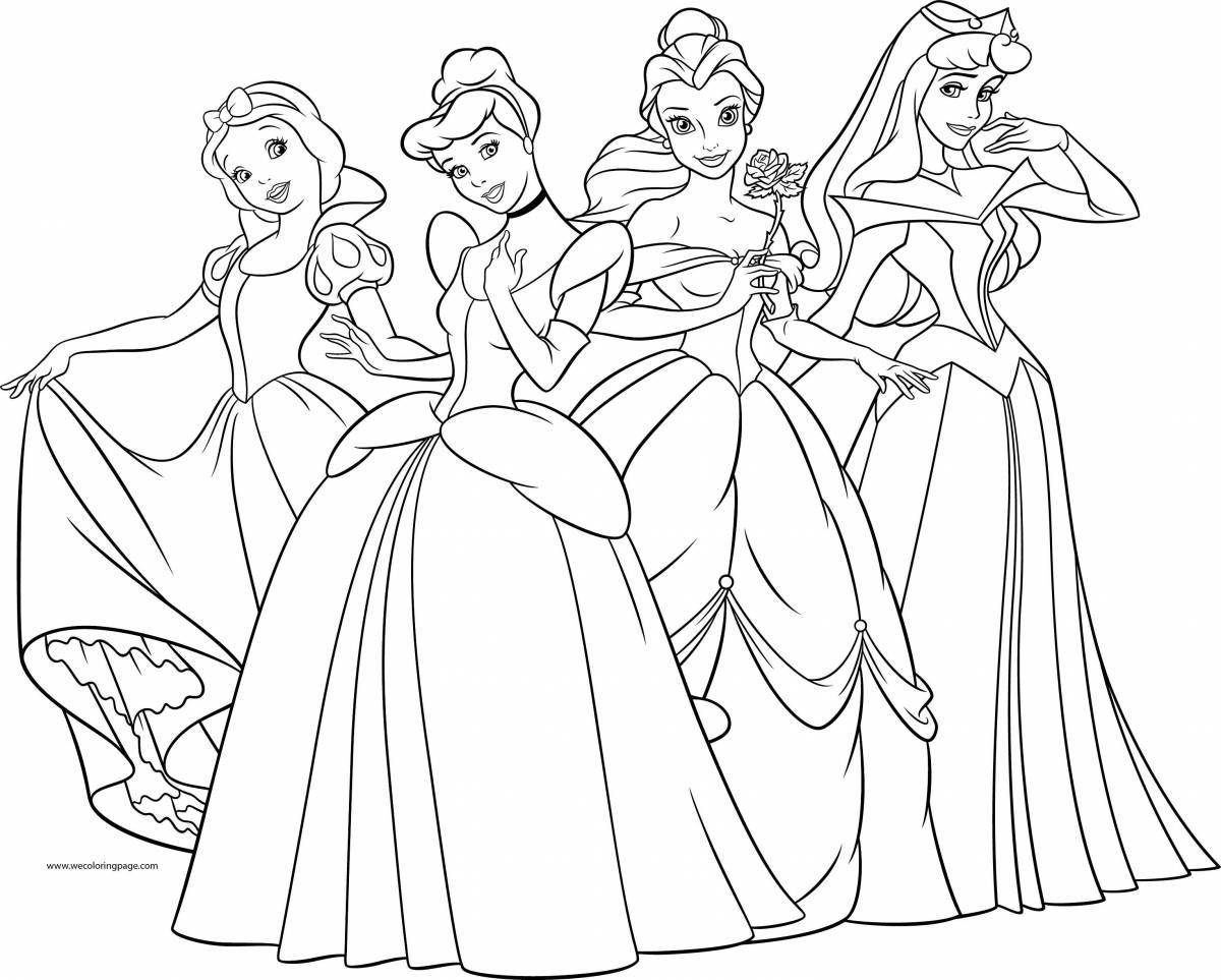 Великолепная раскраска для девочек с принцессами диснея