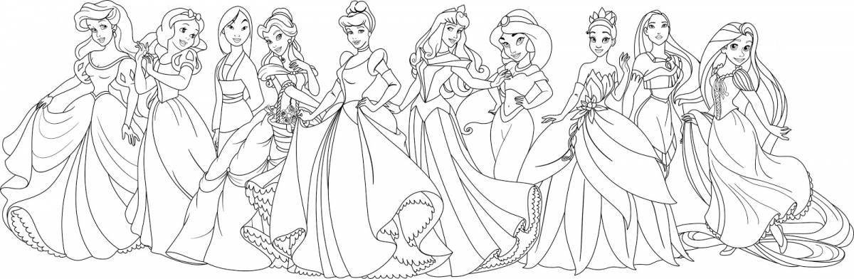 Сияющая раскраска для девочек диснеевские принцессы