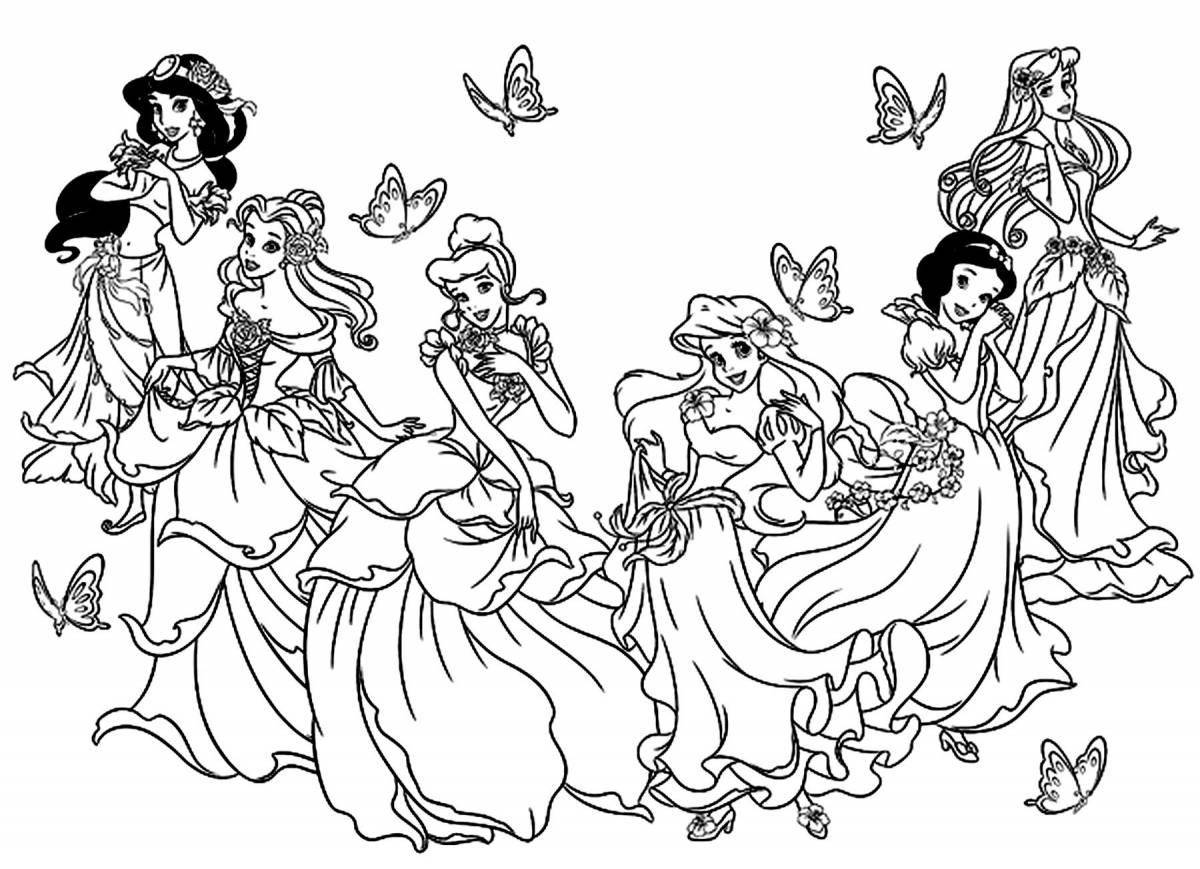 Сверкающая раскраска для девочек диснеевские принцессы