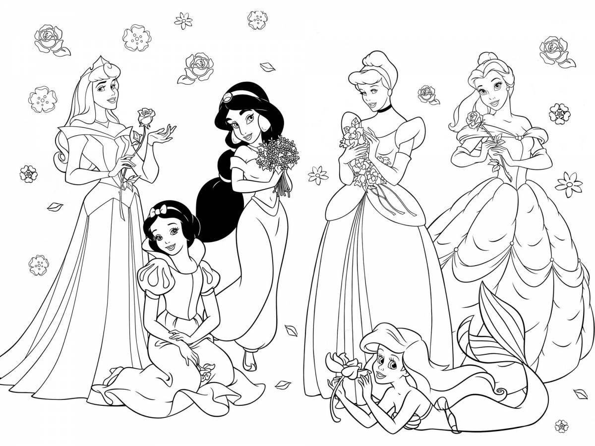 Colourful coloring for girls with disney princesses