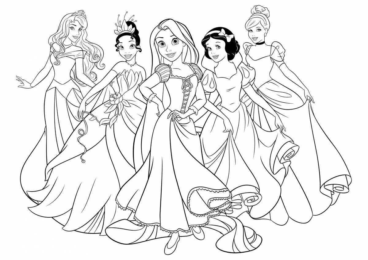 Whimsical coloring for girls with disney princesses