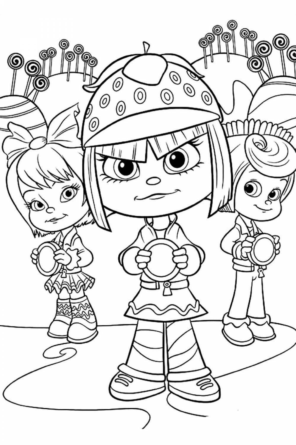 Adorable cartoon girls coloring pages