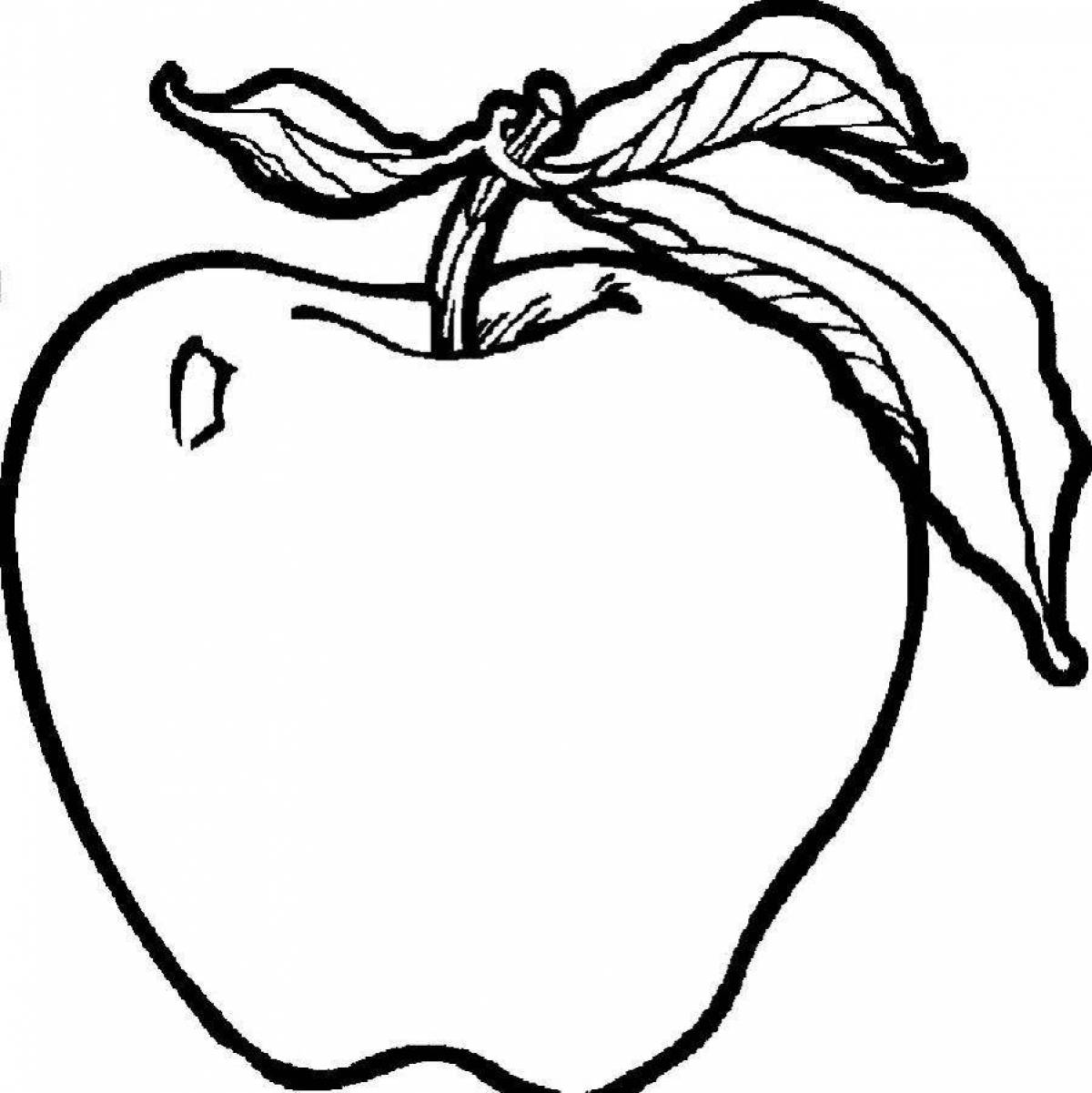 Яркая яблочная раскраска для детей