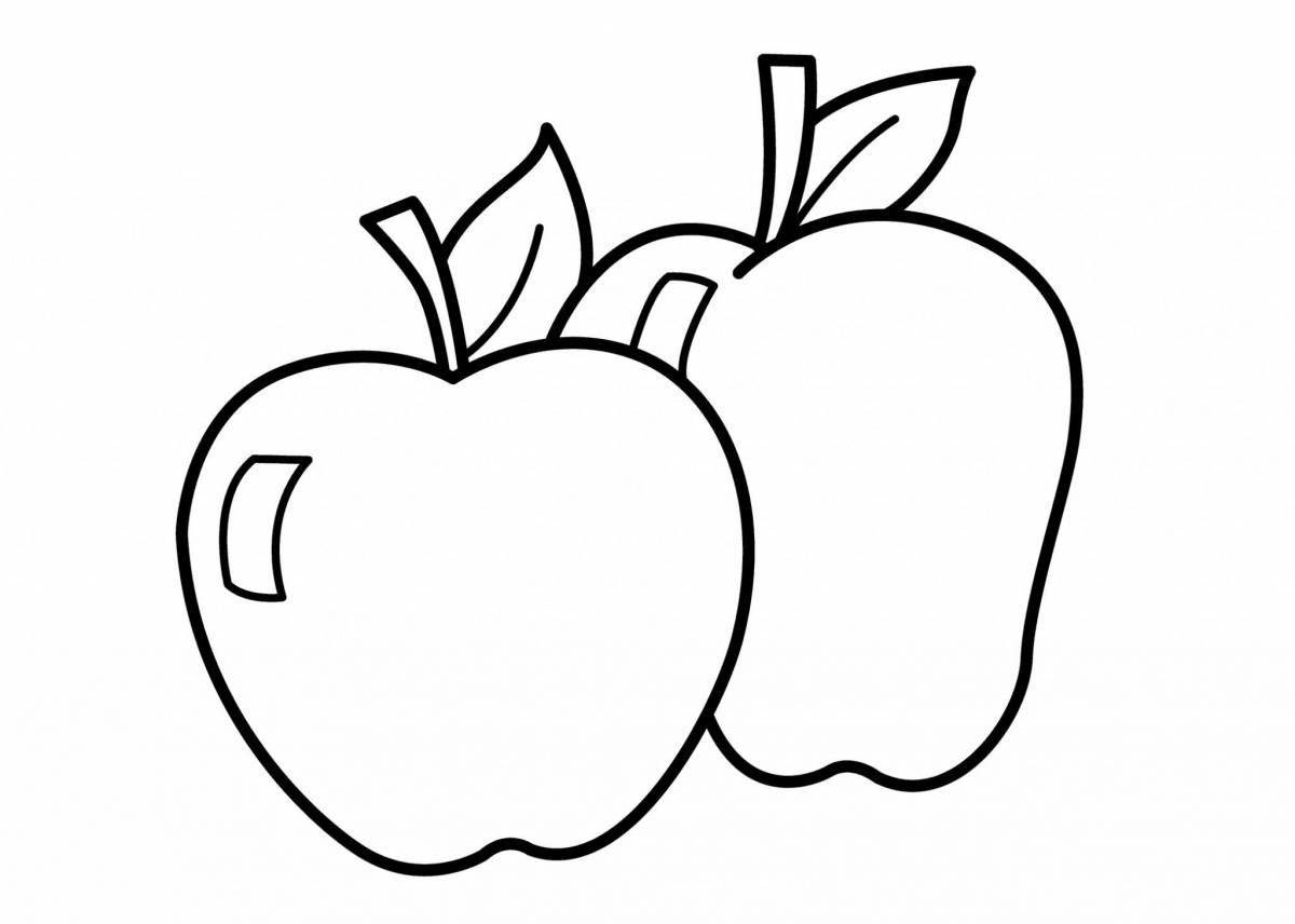 Coloring apple with color filling for kids