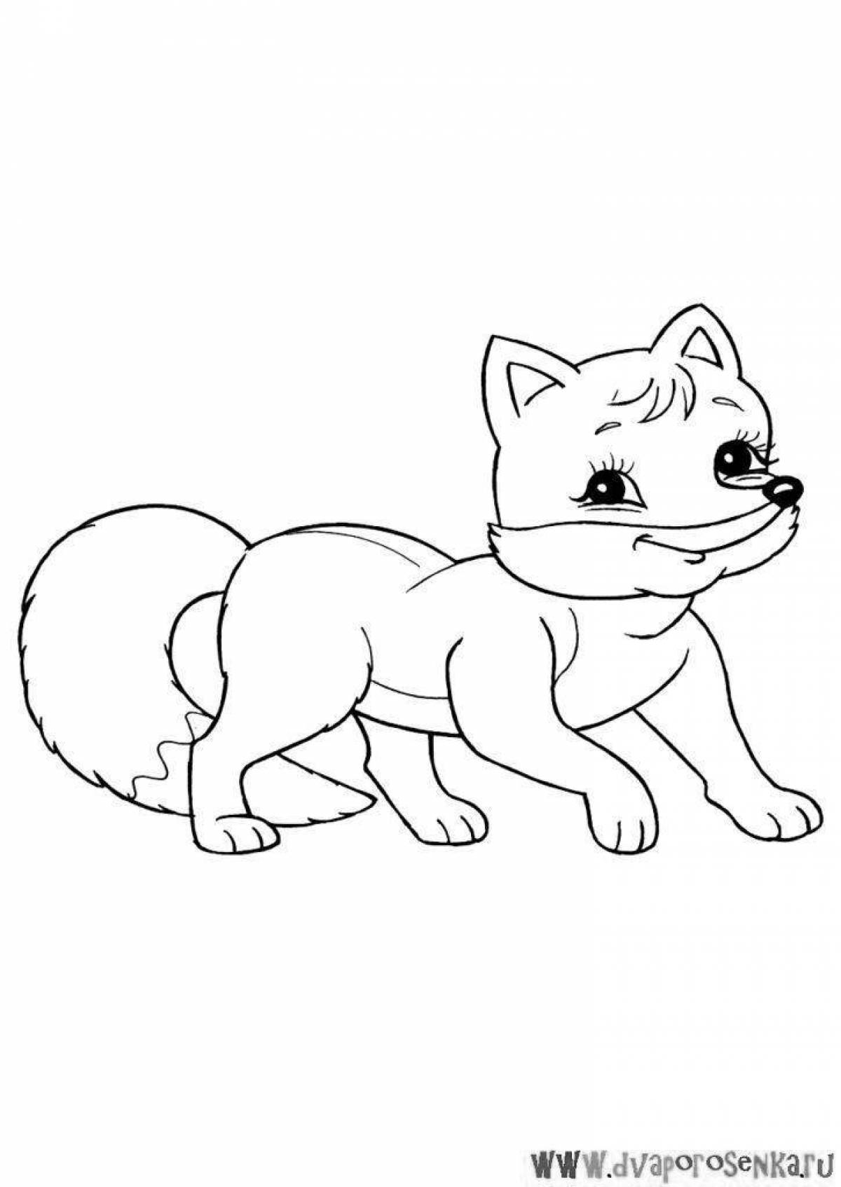 Cute fox coloring for kids