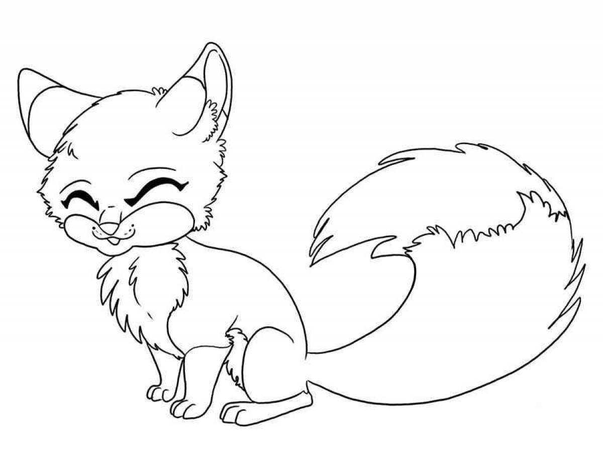 Fuzzy fox coloring picture for kids