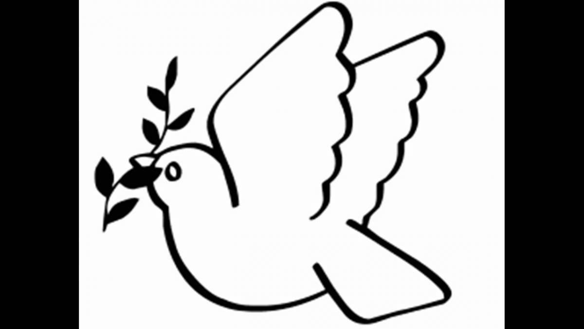 Colorful coloring dove of peace for children