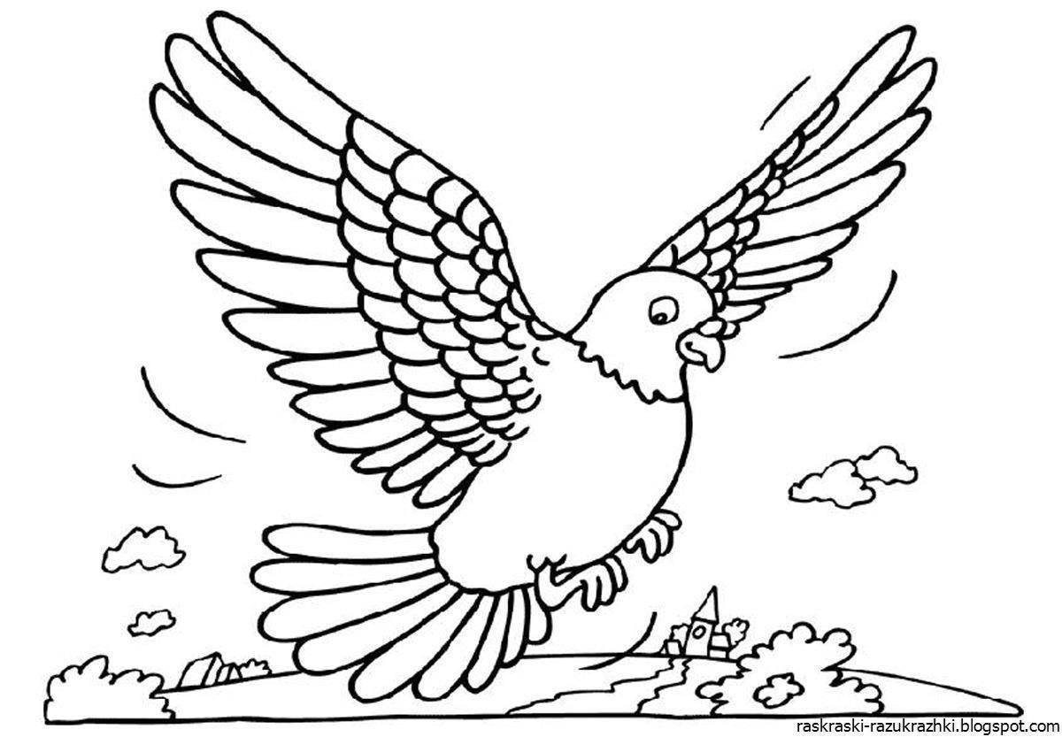 Glowing peace dove coloring page for kids
