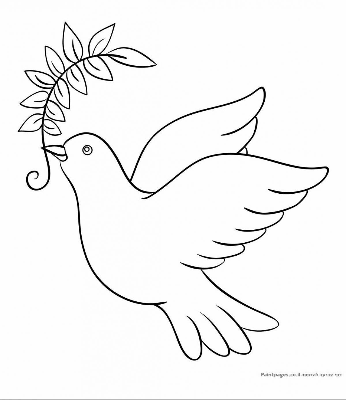 Playful peace dove coloring page for kids