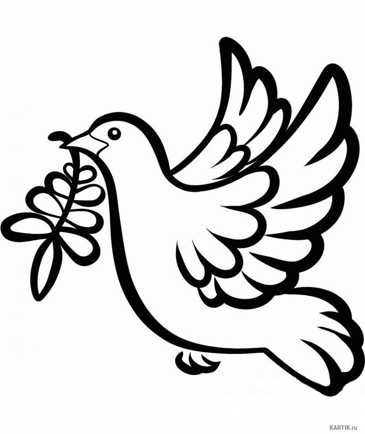 Coloring majestic dove of peace for children