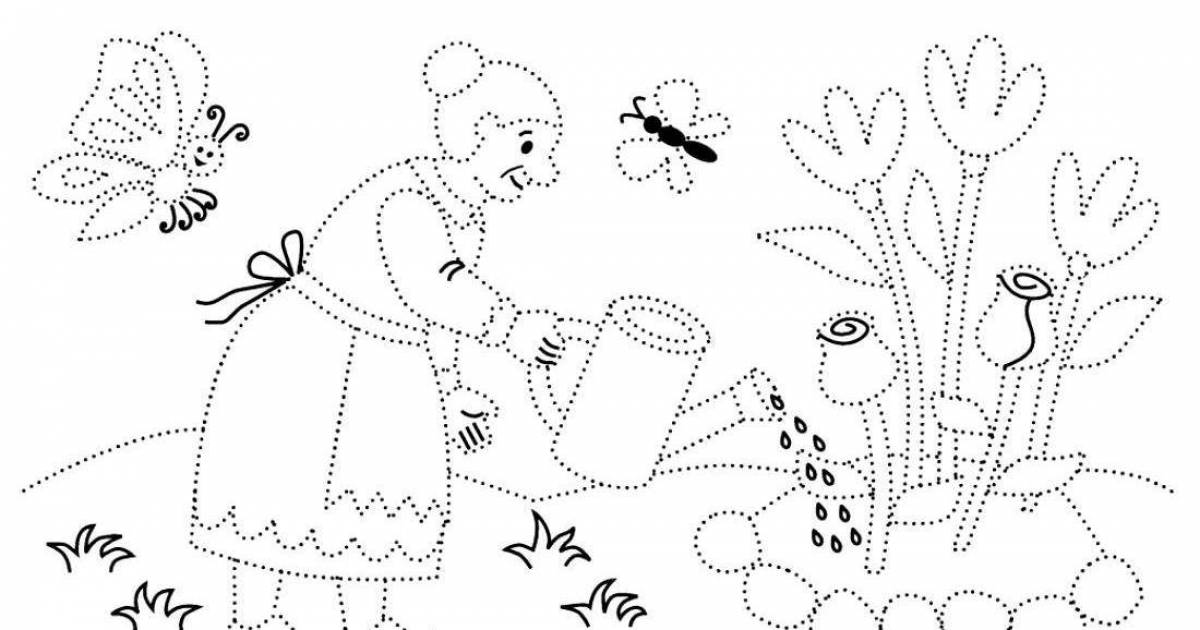 Очаровательная раскраска с точками для детей 5-7 лет