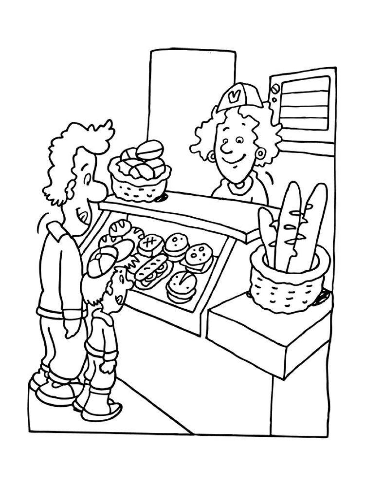 Coloring page energetic salesman