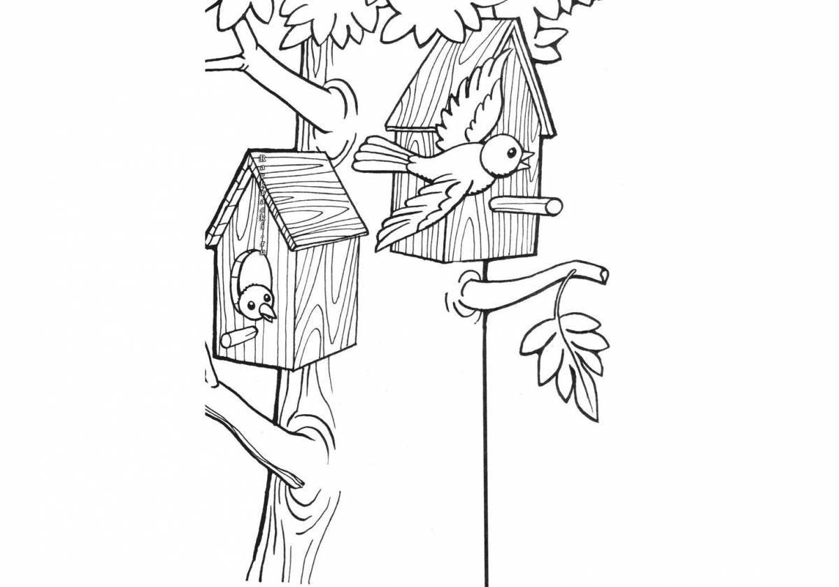 Adorable birdhouse coloring page