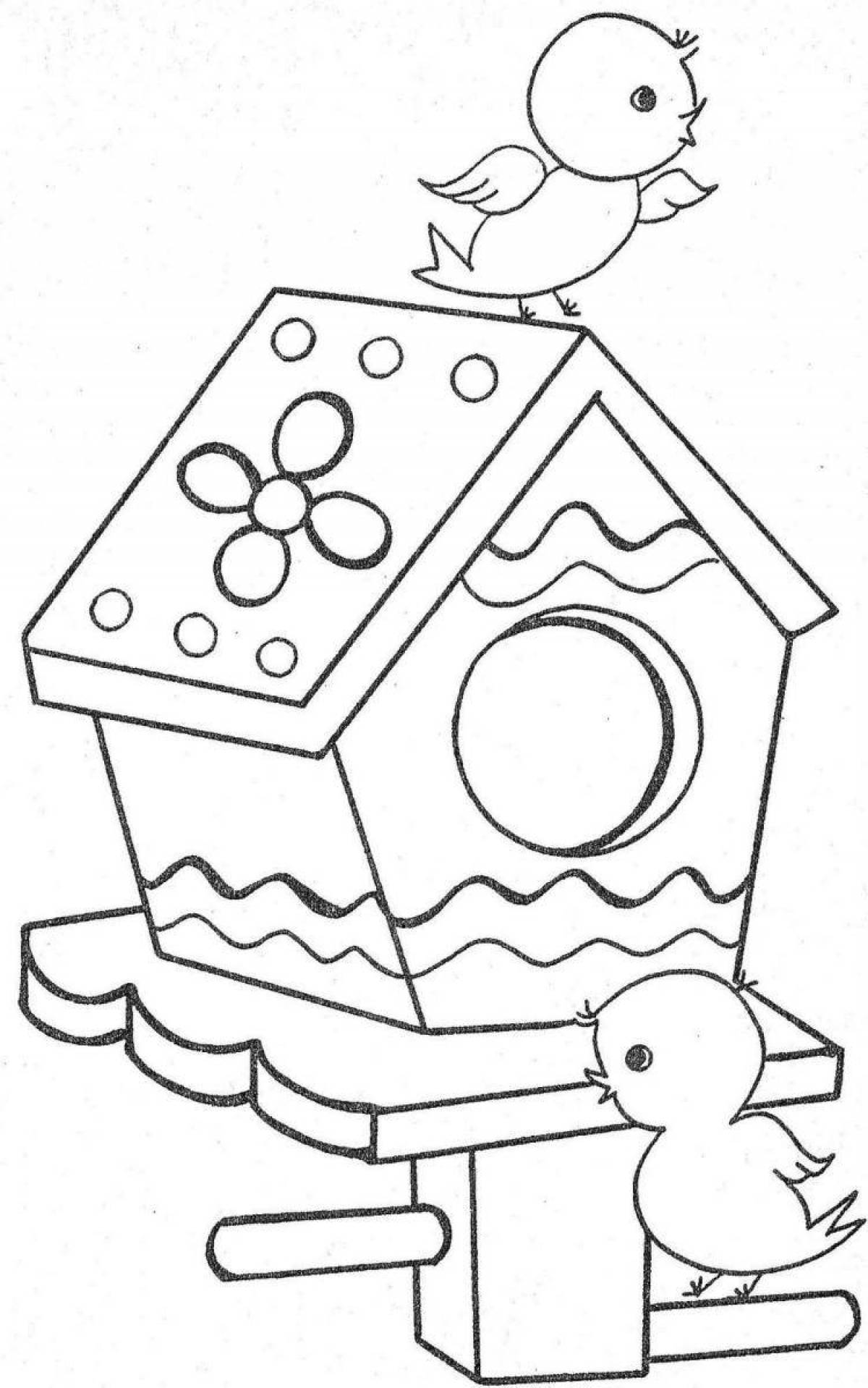 Fun coloring birdhouse
