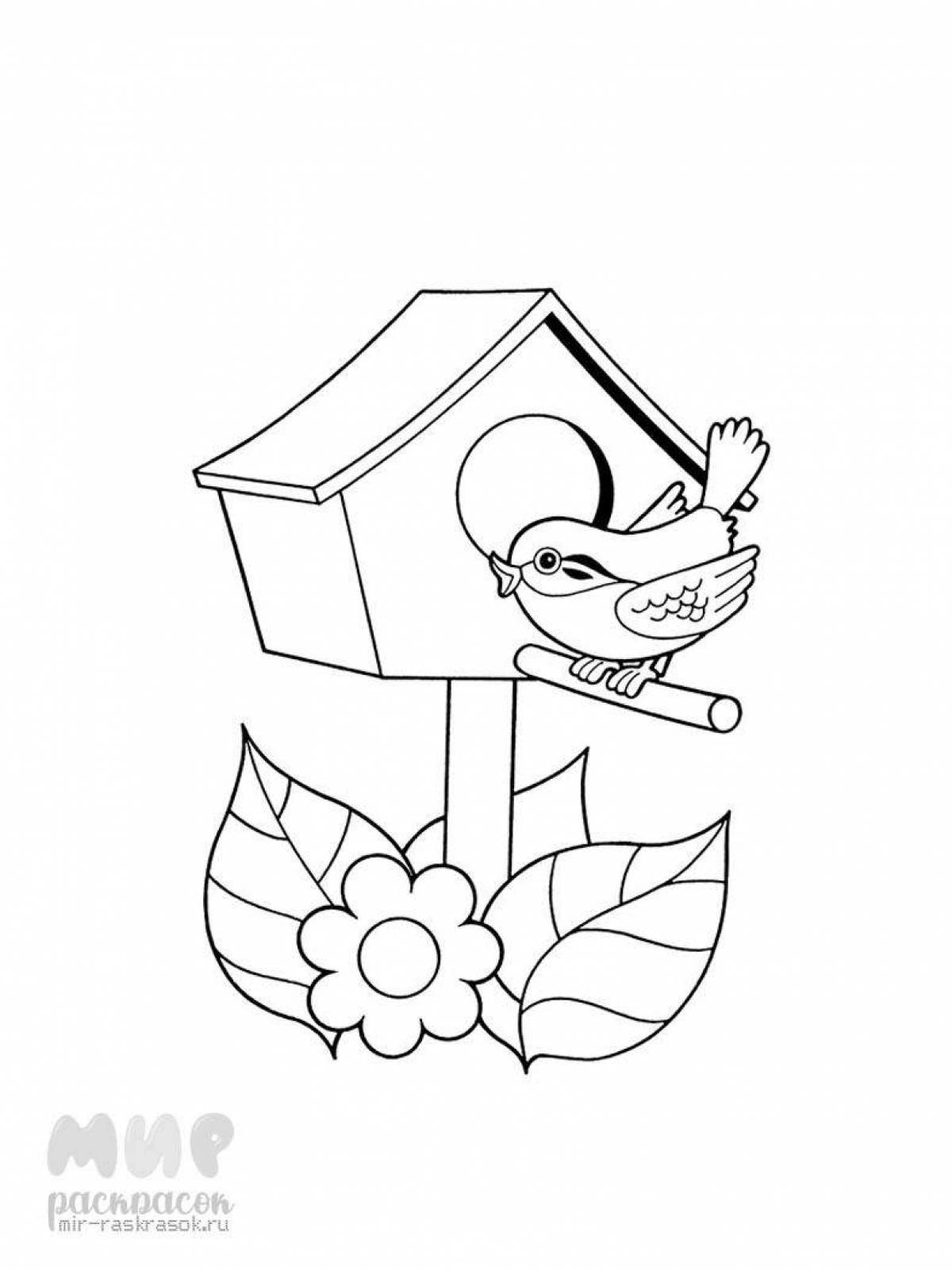 Striking birdhouse coloring page