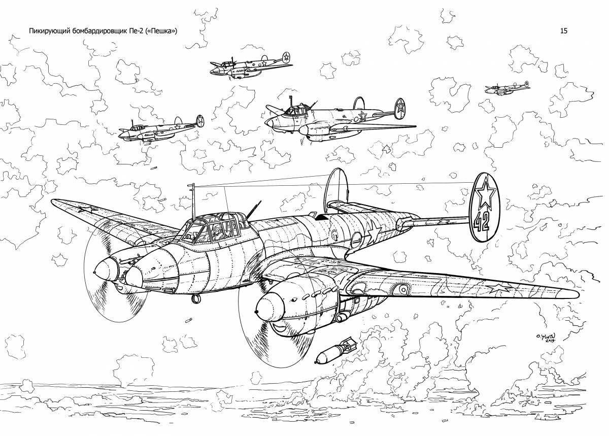Playful WWII coloring page