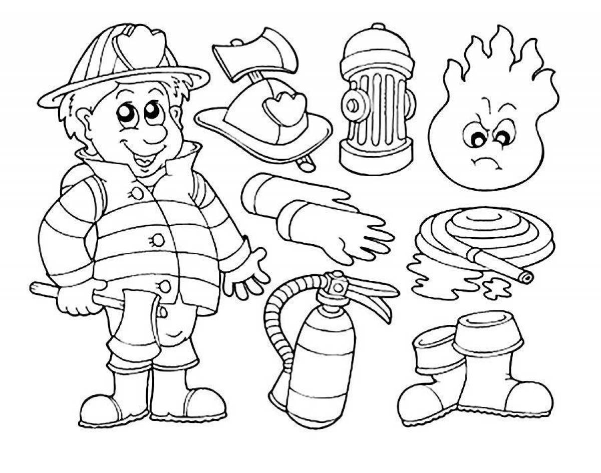 Colorful fireman coloring page
