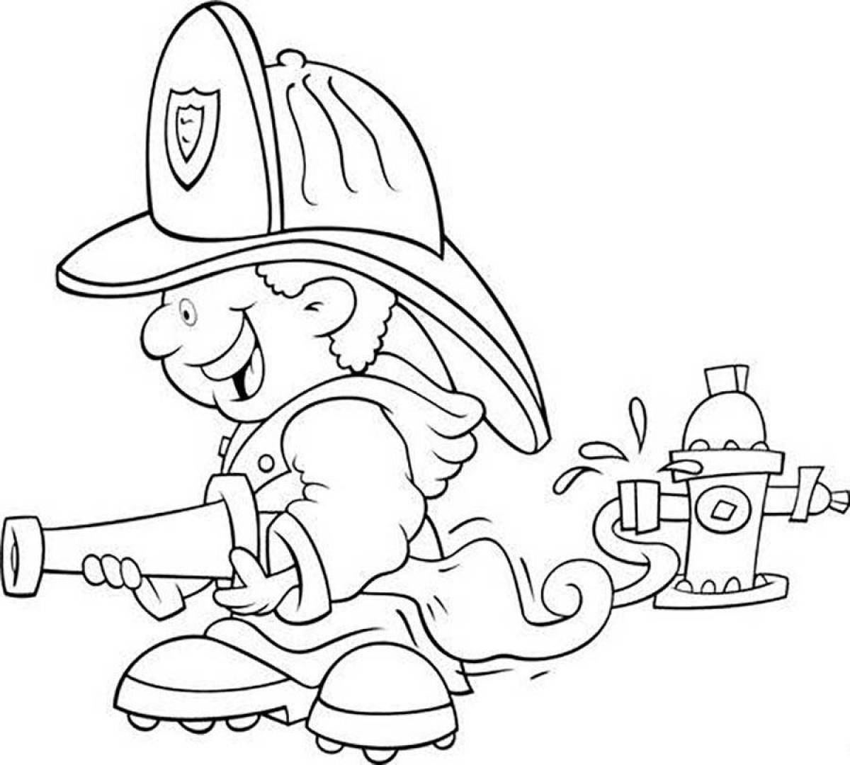 Adventurous fireman coloring page