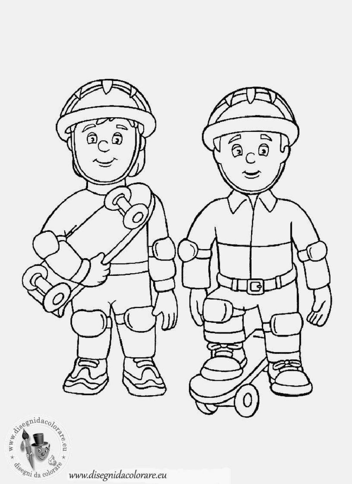 Courageous firefighter coloring page