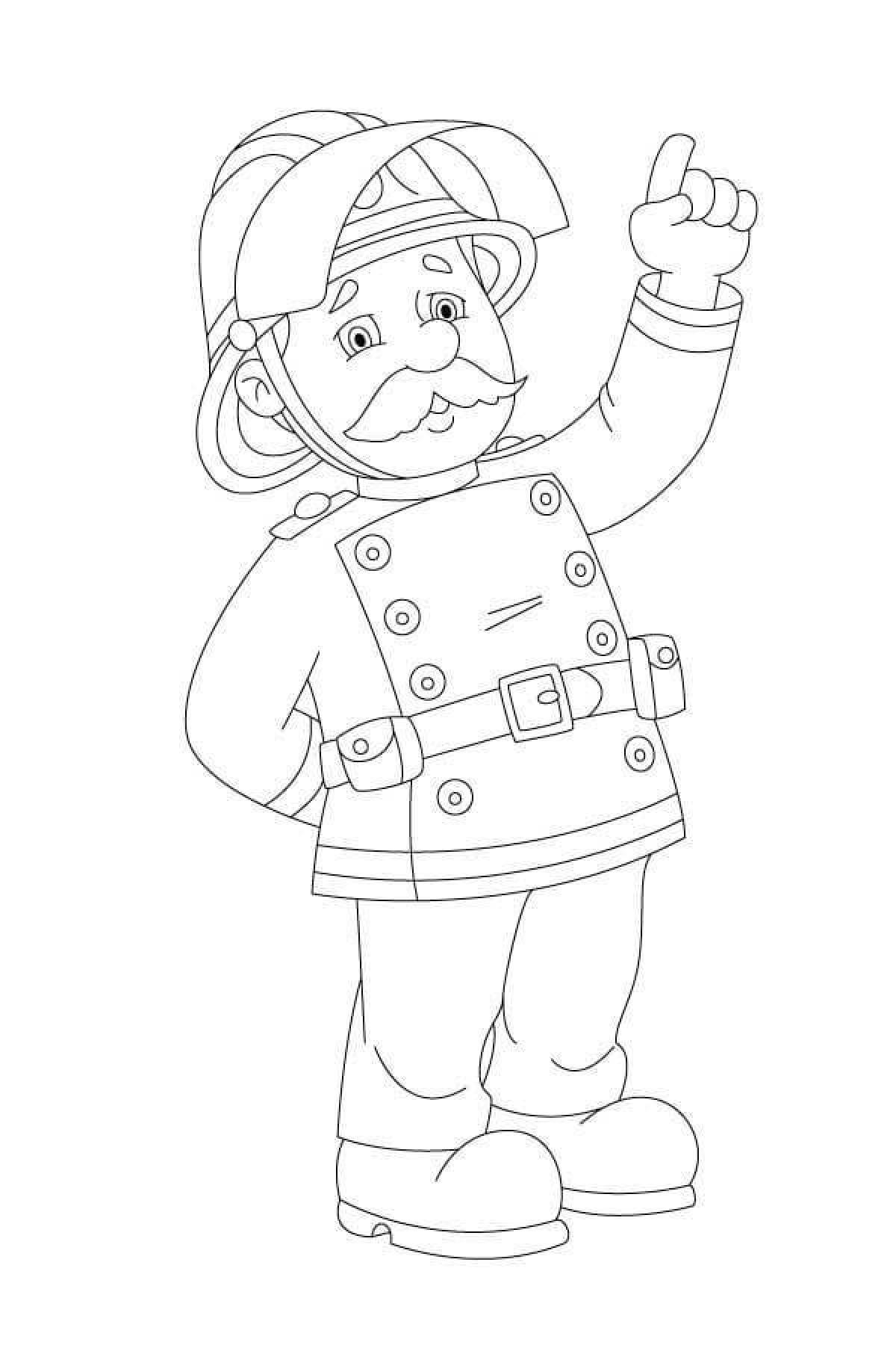 Fearless firefighter coloring page