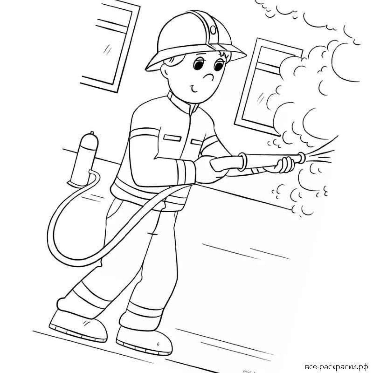 Раскраска профессии пожарник для детей