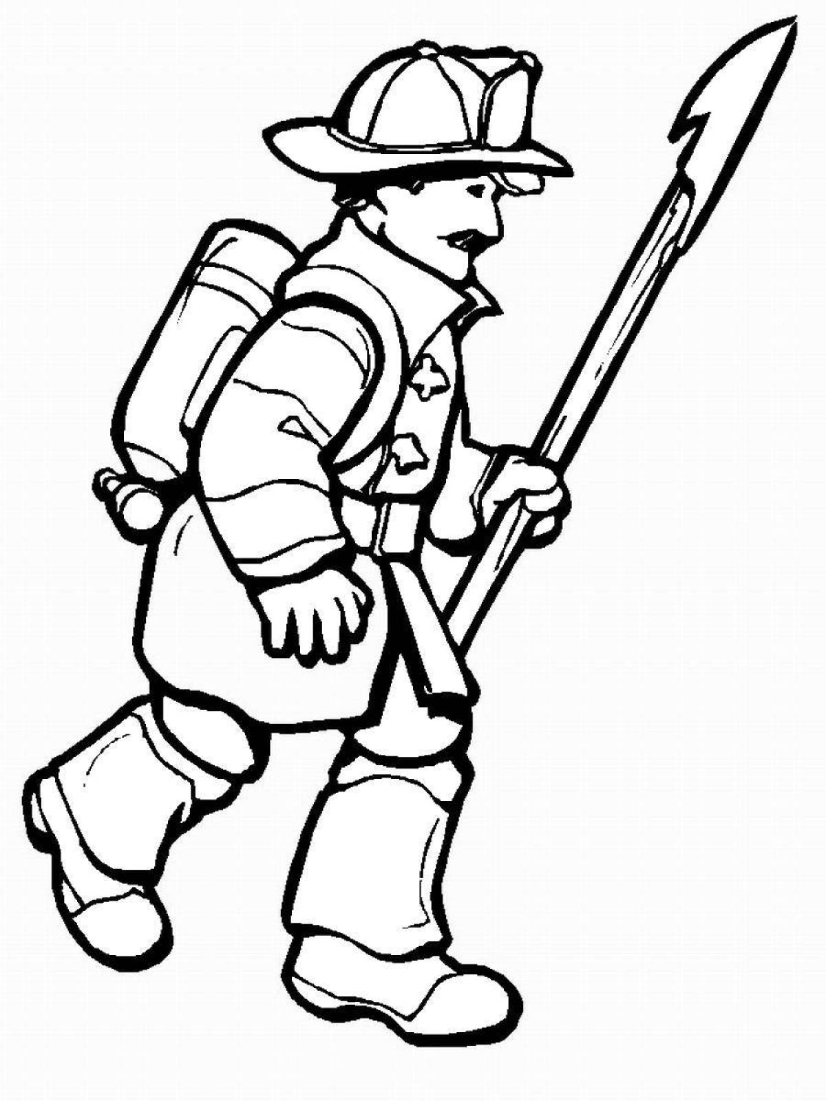 Courageous fireman coloring page
