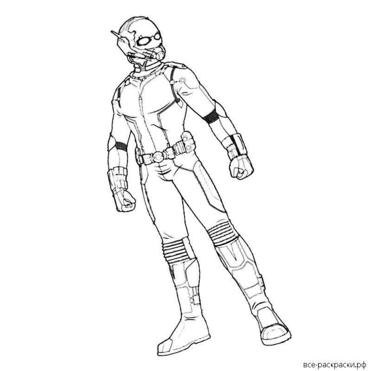 Coloring page energetic ant-man