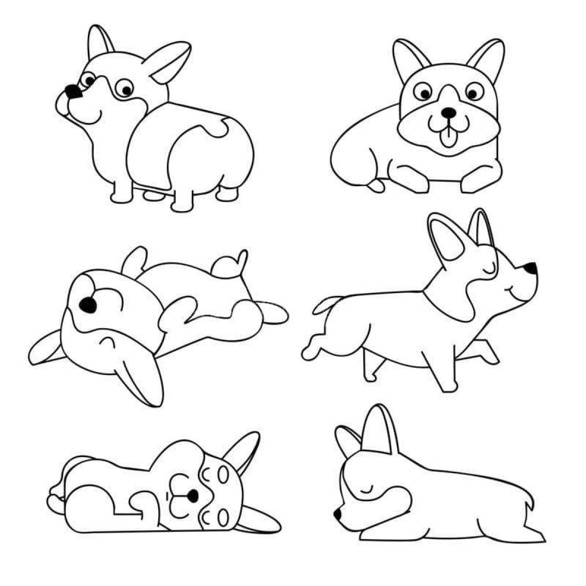 Wiggly corgi dog coloring page