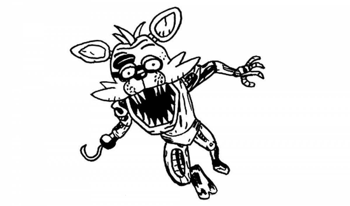 Colorful foxy animatronic coloring book