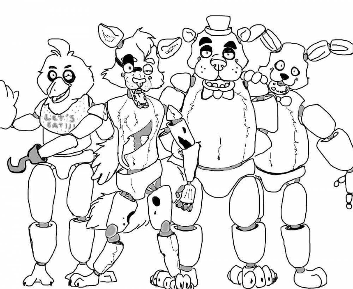 Funny foxy animatronic coloring book