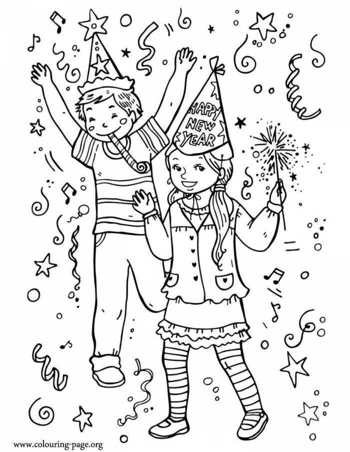 Happy new year live coloring