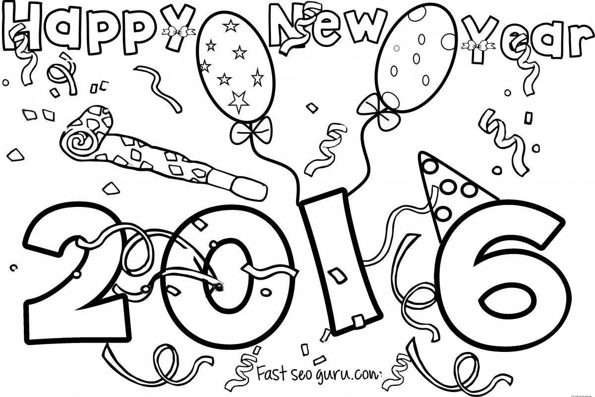 Color-frenzy happy new year coloring page