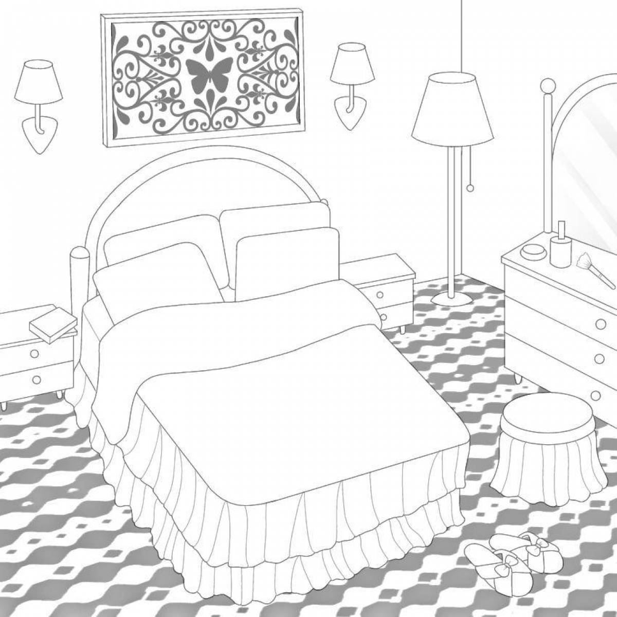 Bedroom coloring. Раскраска комната. Раскраска интерьер комнаты. Раскраска спальная комната. Комната раскраска для детей.