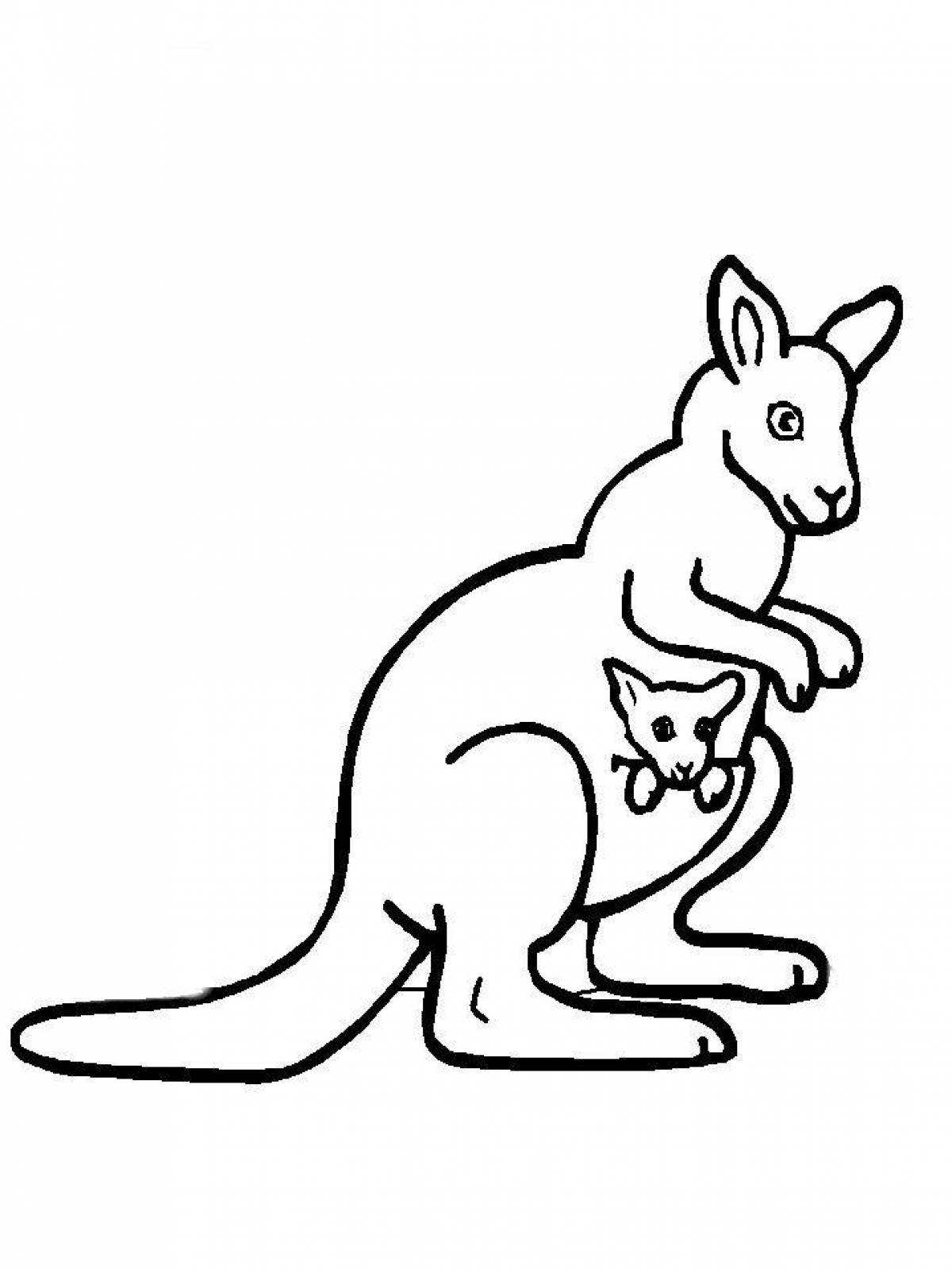 Раскраска кенгуру с кенгуренком