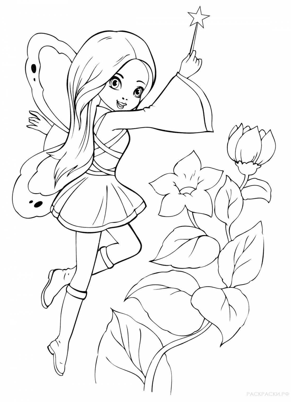 Charming fairy coloring for girls