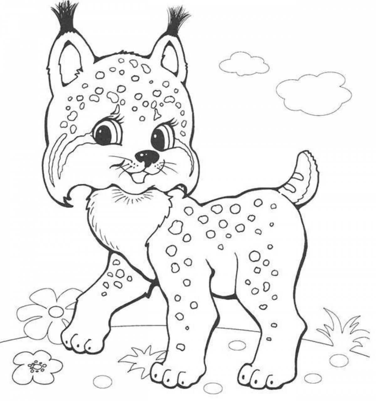 Amazing lynx coloring for babies