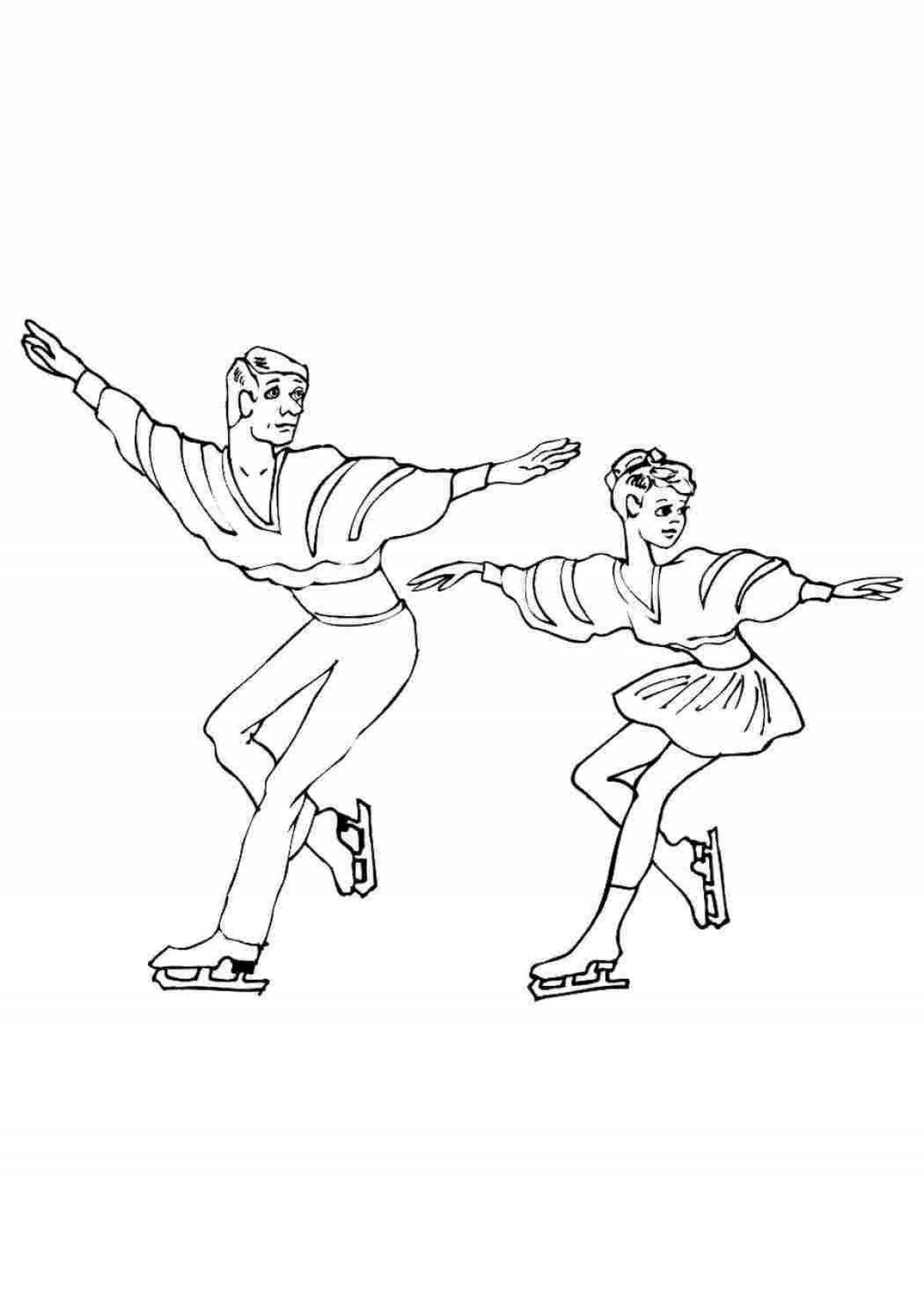 Colorful figure skating coloring pages for kids