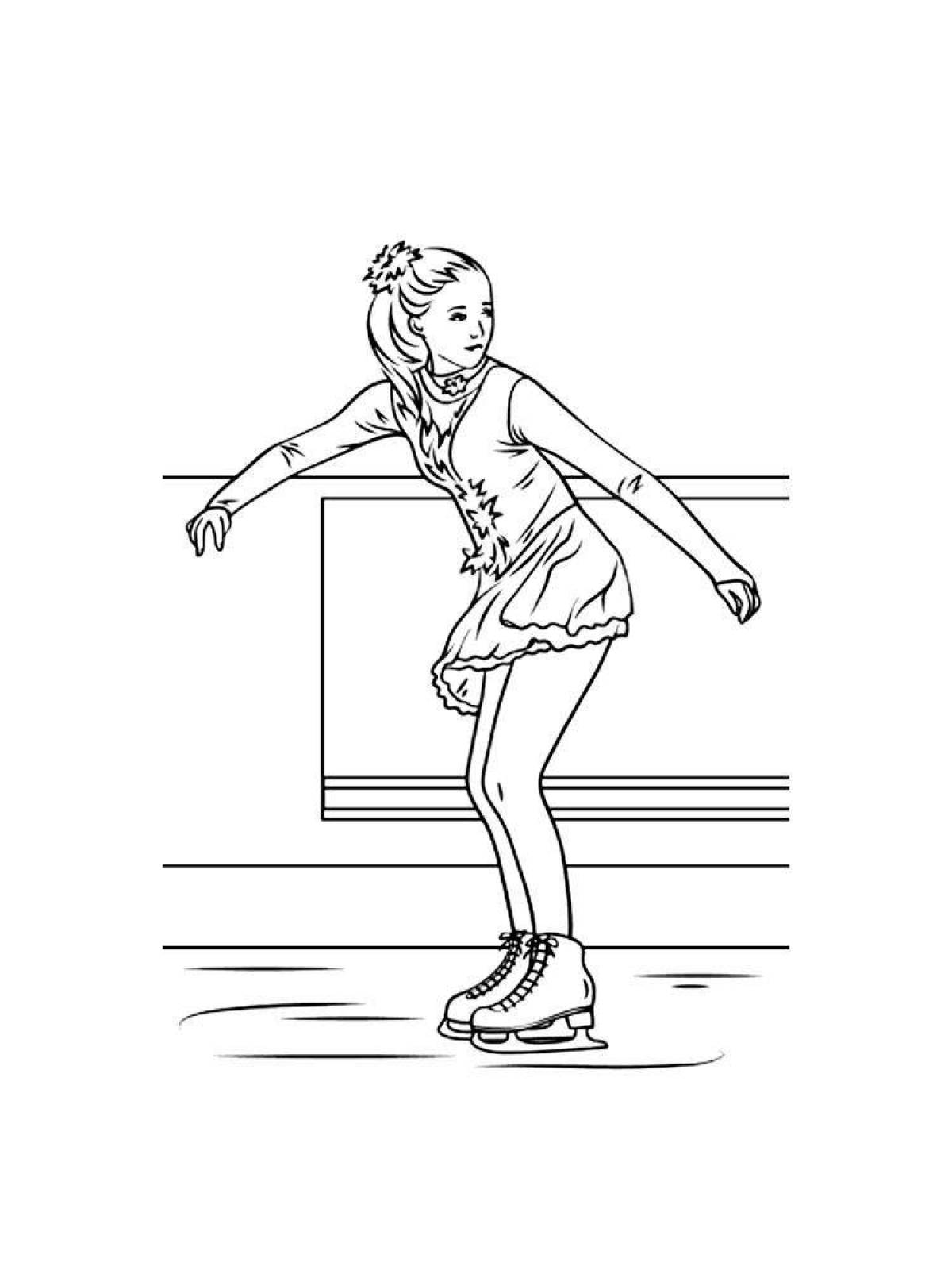 Radiant figure skating coloring page for kids