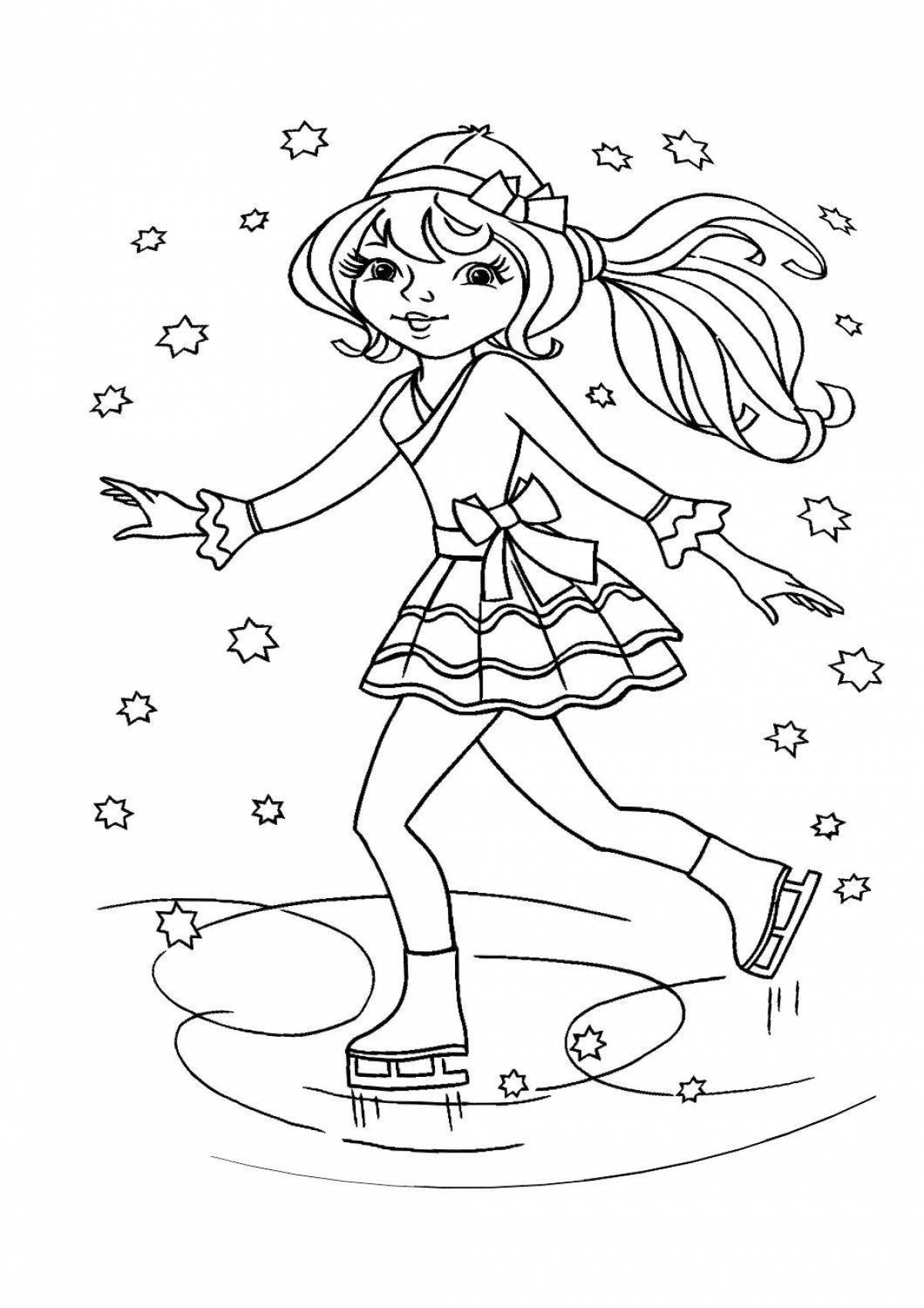 Fabulous figure skating coloring pages for kids