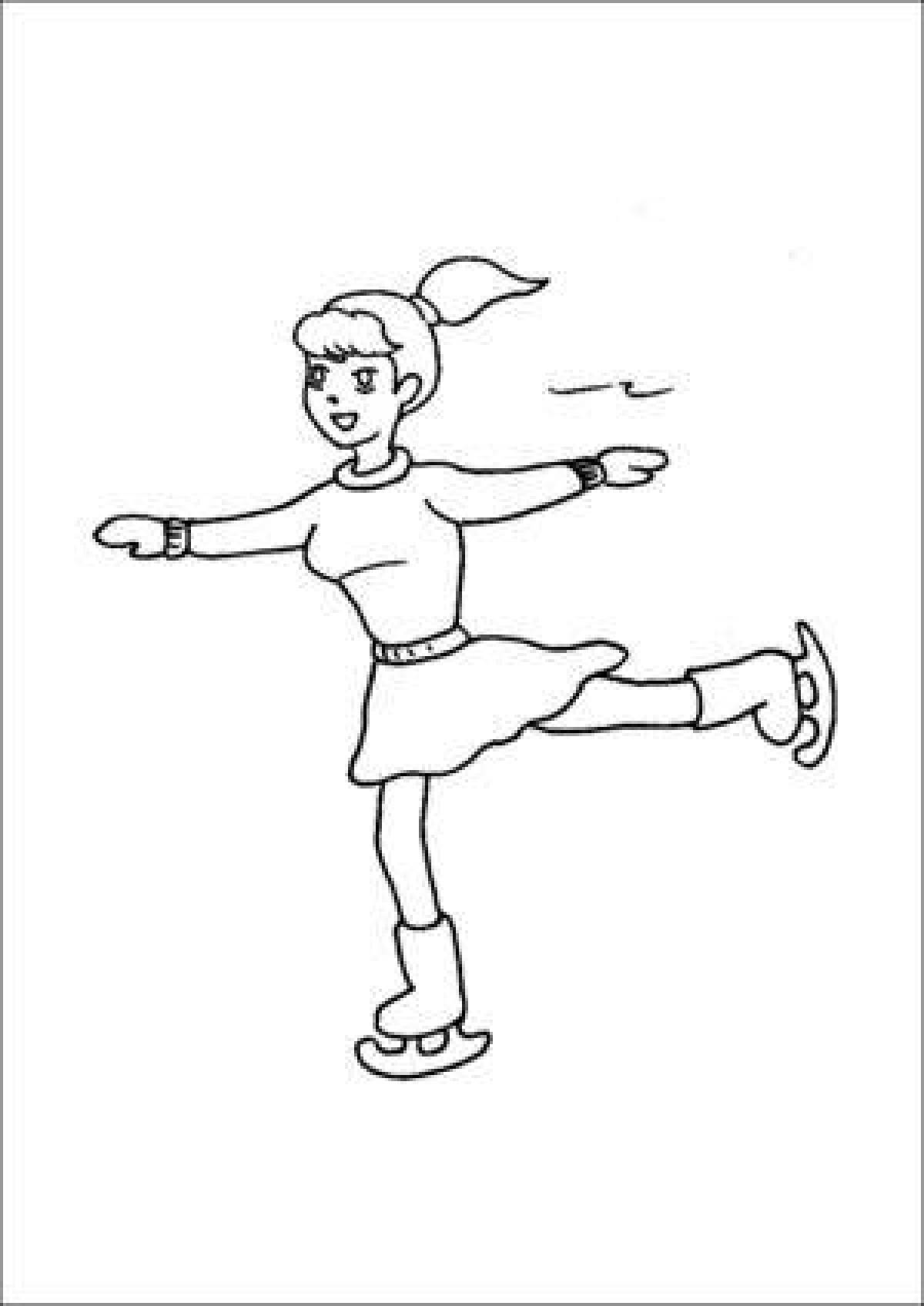 Amazing figure skating coloring page for kids