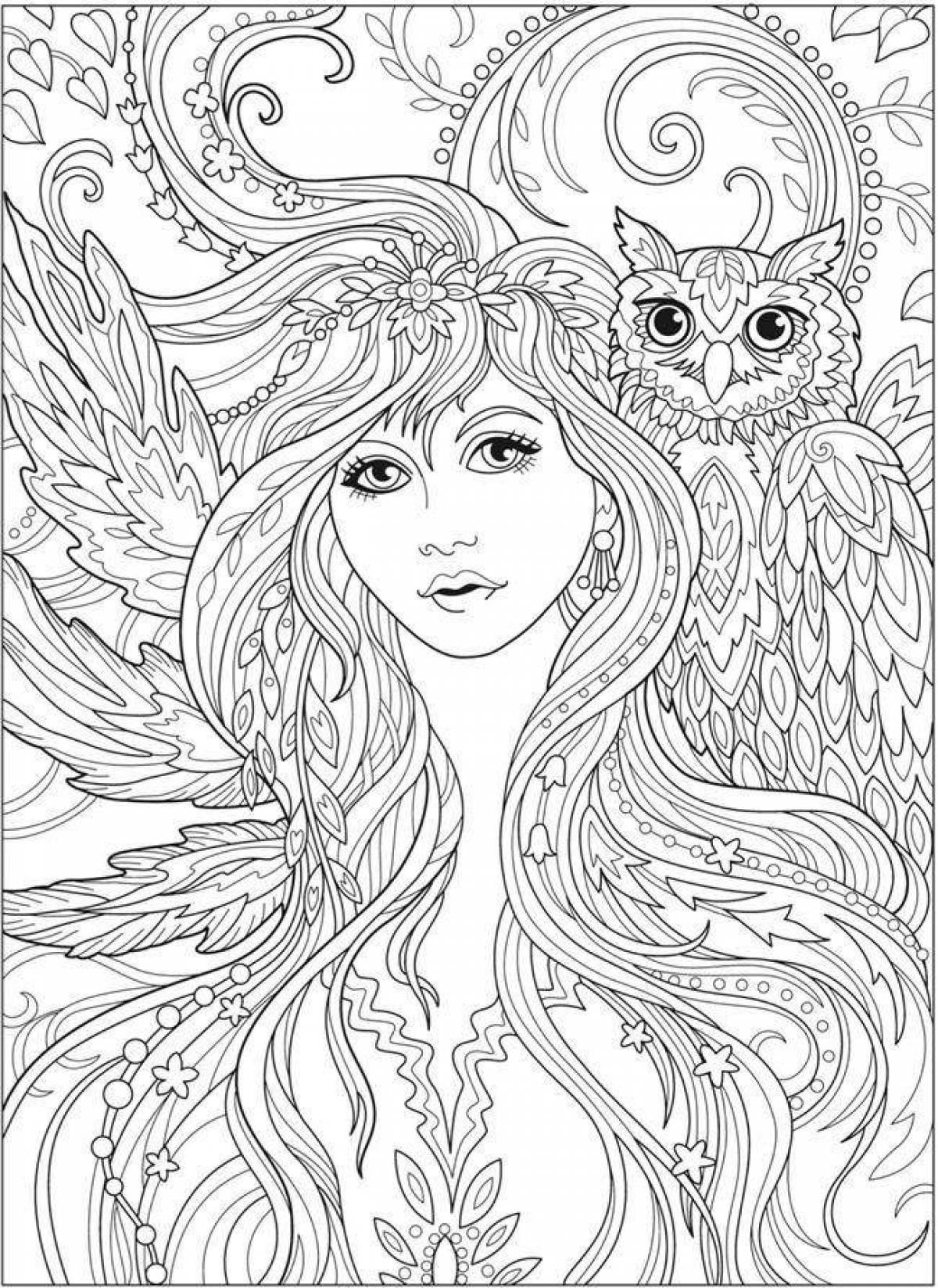 Grand coloring page for girls complex