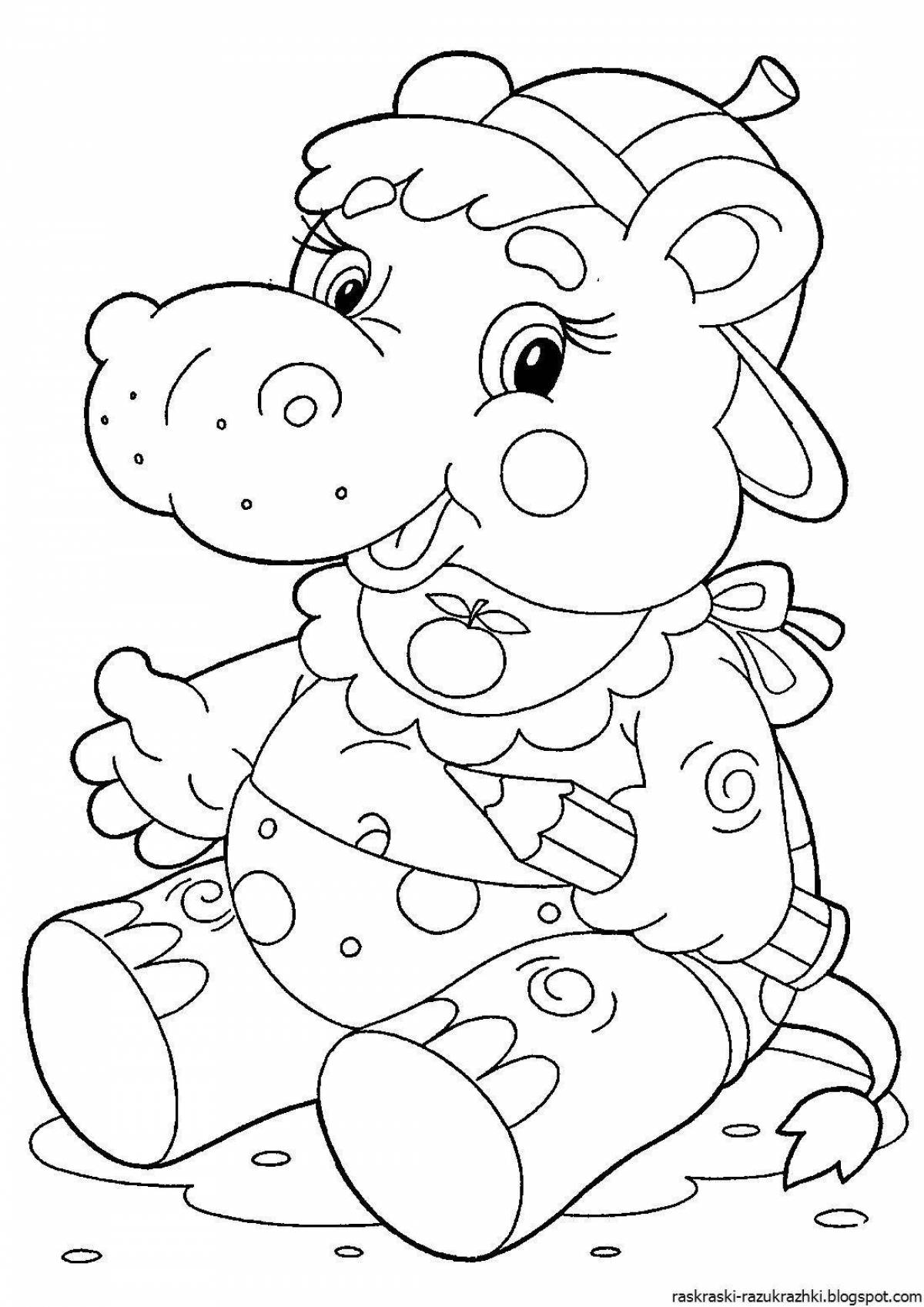 Colorful hippo coloring page