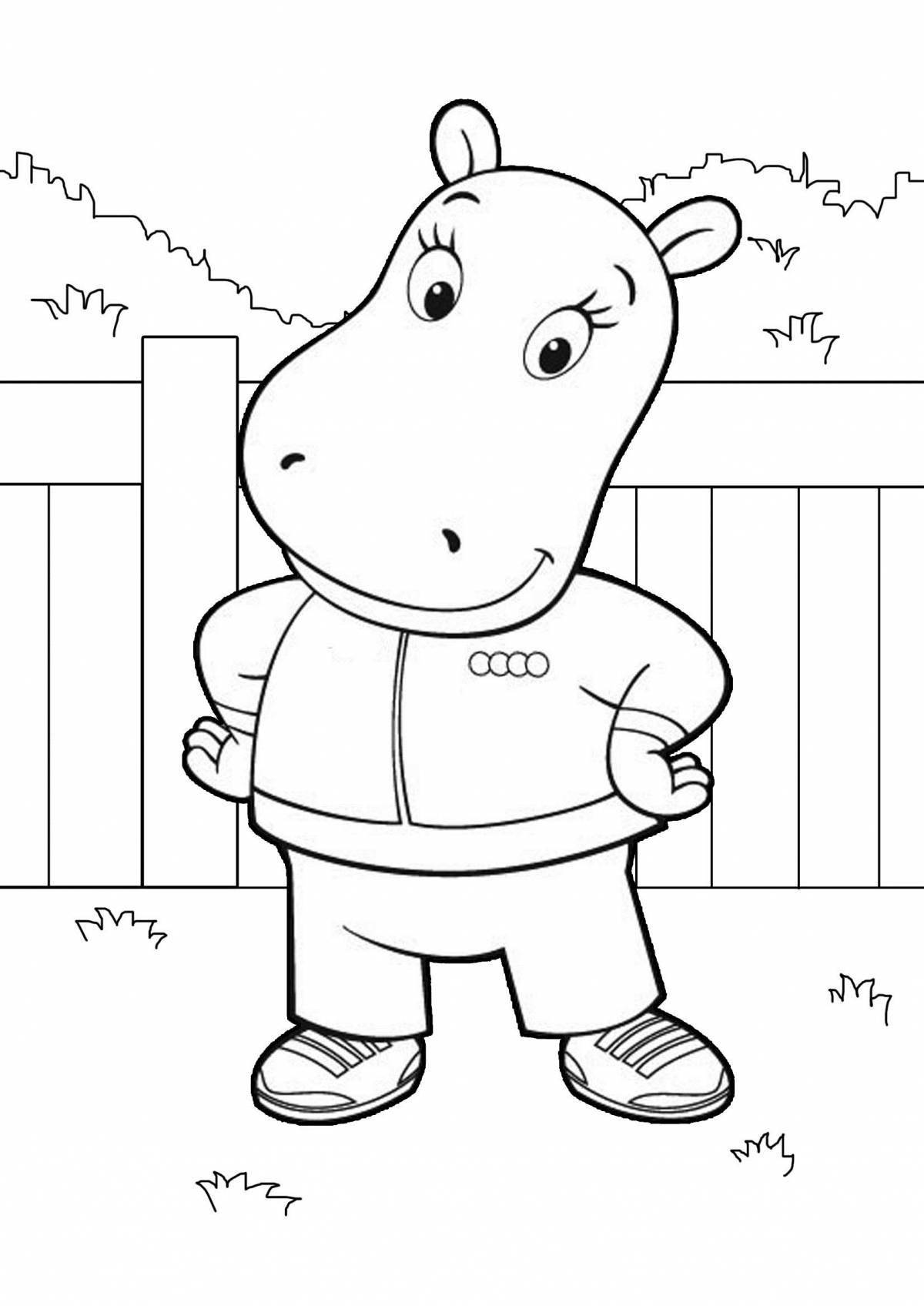 Happy hippo coloring page