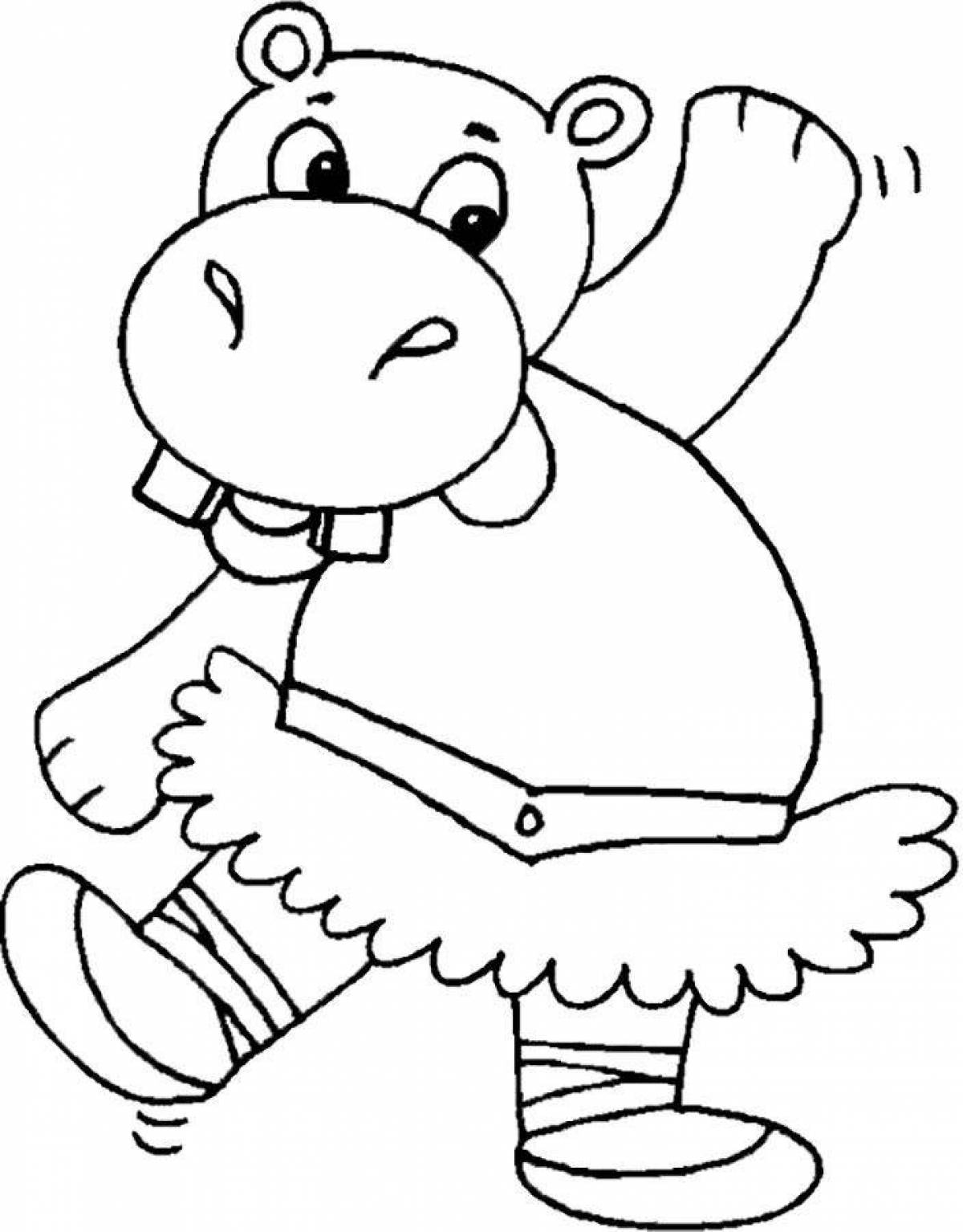 Cute hippo coloring book