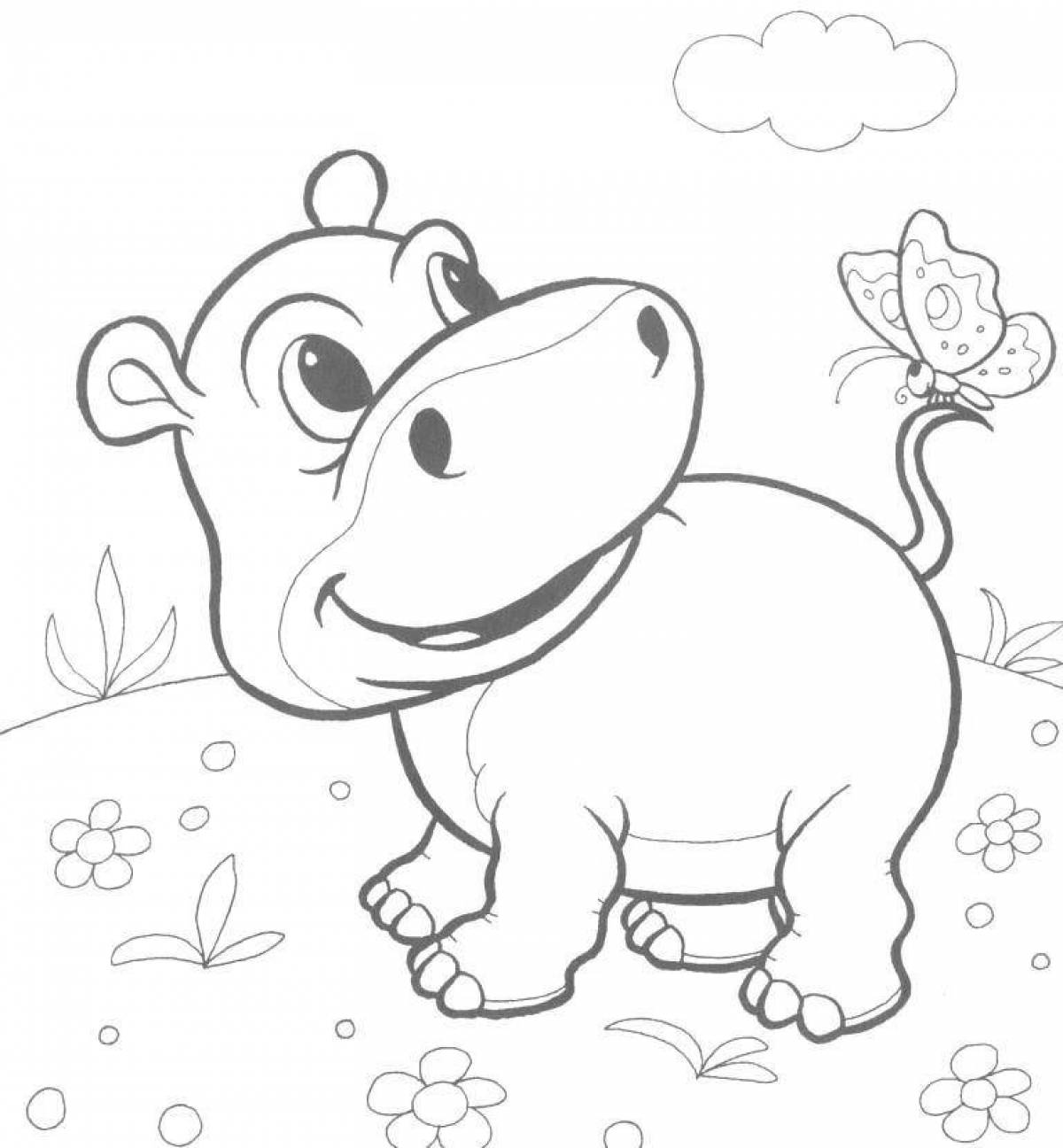 Adorable hippo coloring page