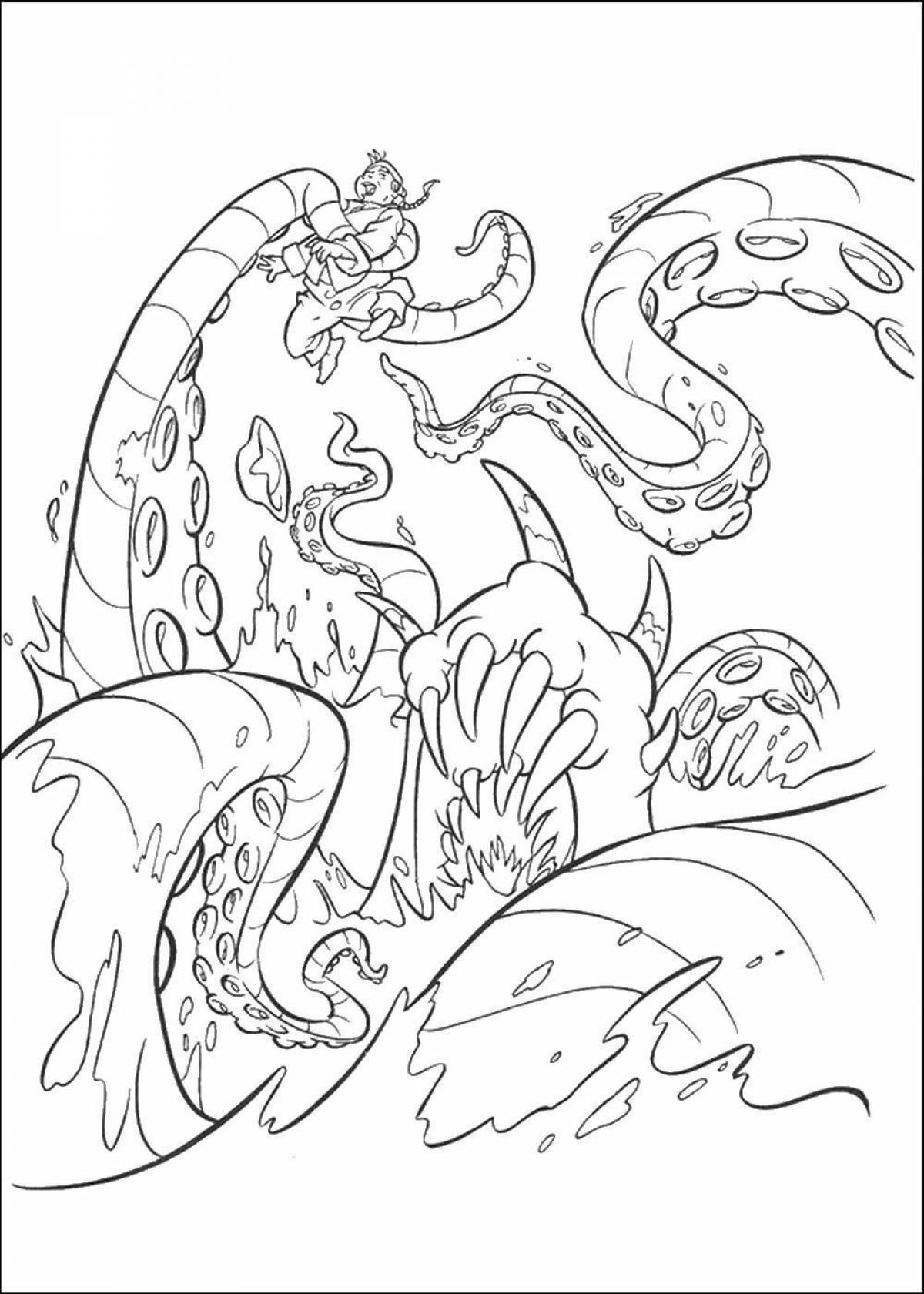 Shining kraken coloring page