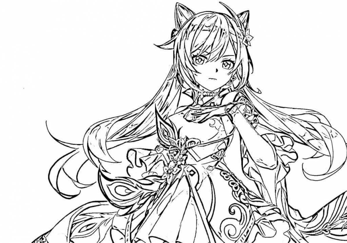 Colorful yae miko coloring page